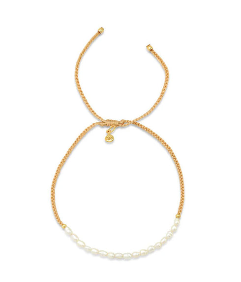 Handmade Pearl Beaded Pull-Tie Bracelet
